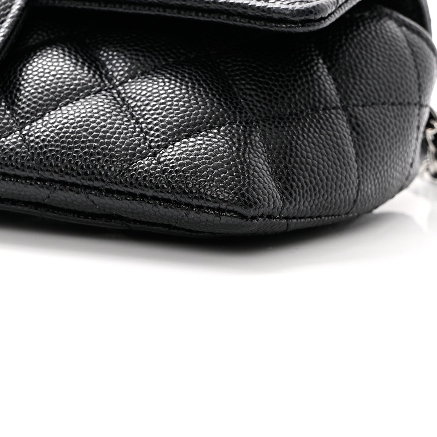 Caviar Quilted Glasses Case With Chain Black