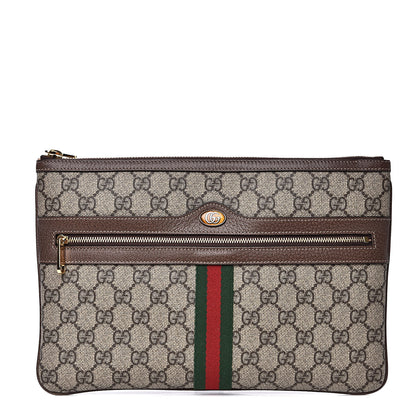 Gucci GG Supreme Monogram Large Ophidia Pouch Clutch Brown 1 of 11