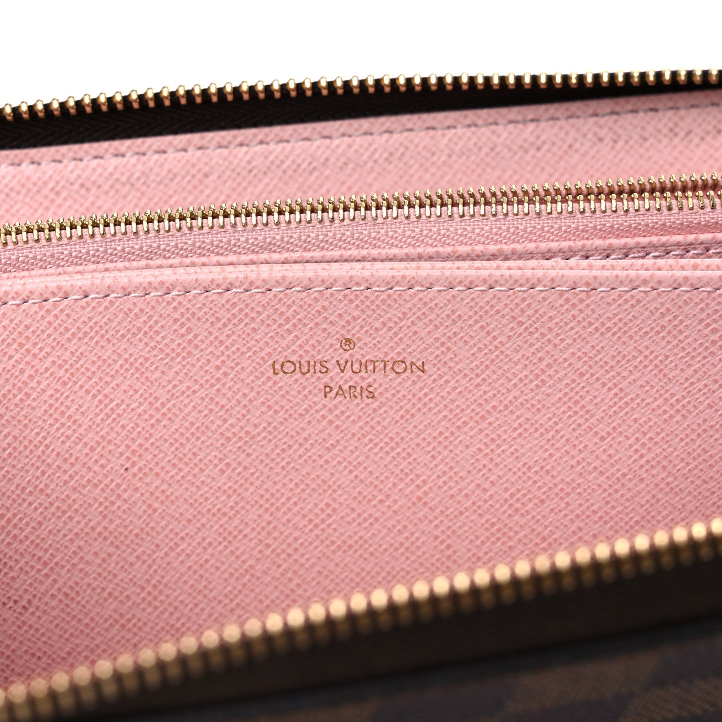 Damier Ebene Zippy Wallet Rose Ballerine