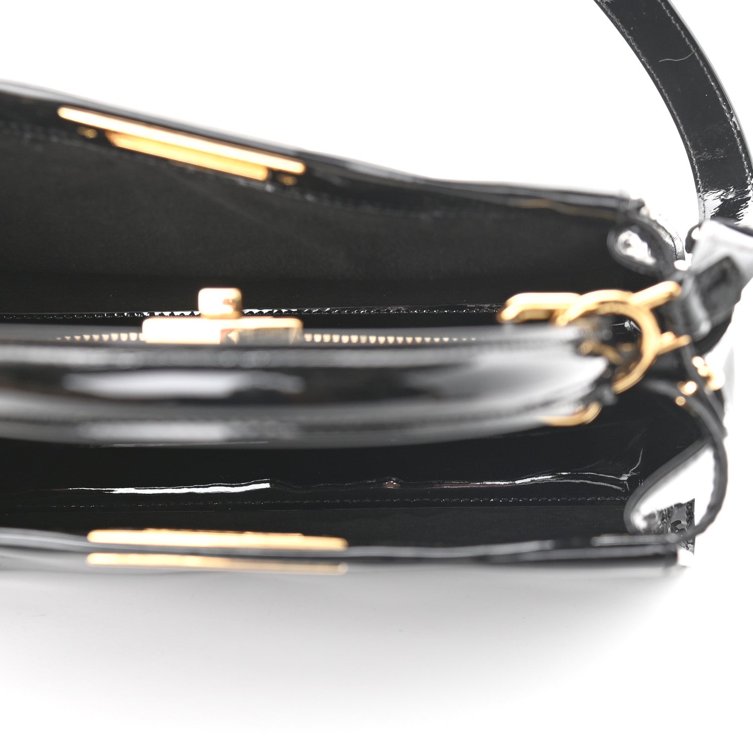 Fendi Patent Medium Peekaboo Iconic Defender Satchel Black 4 of 8