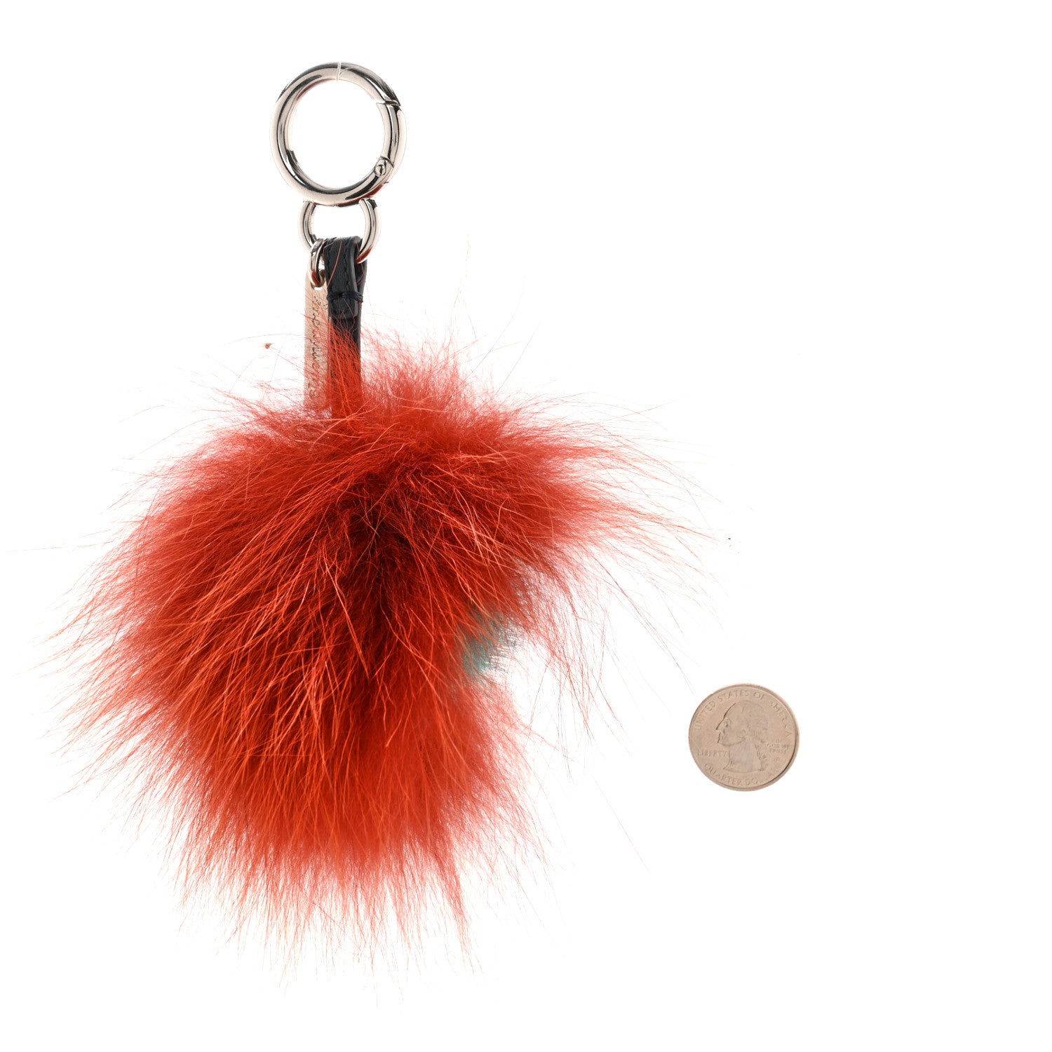 Fendi Fox Mink Rabbit Fur Vitello Dolce Blueminous Monster Bag Bug Charm Rust Turquoise 2 of 5