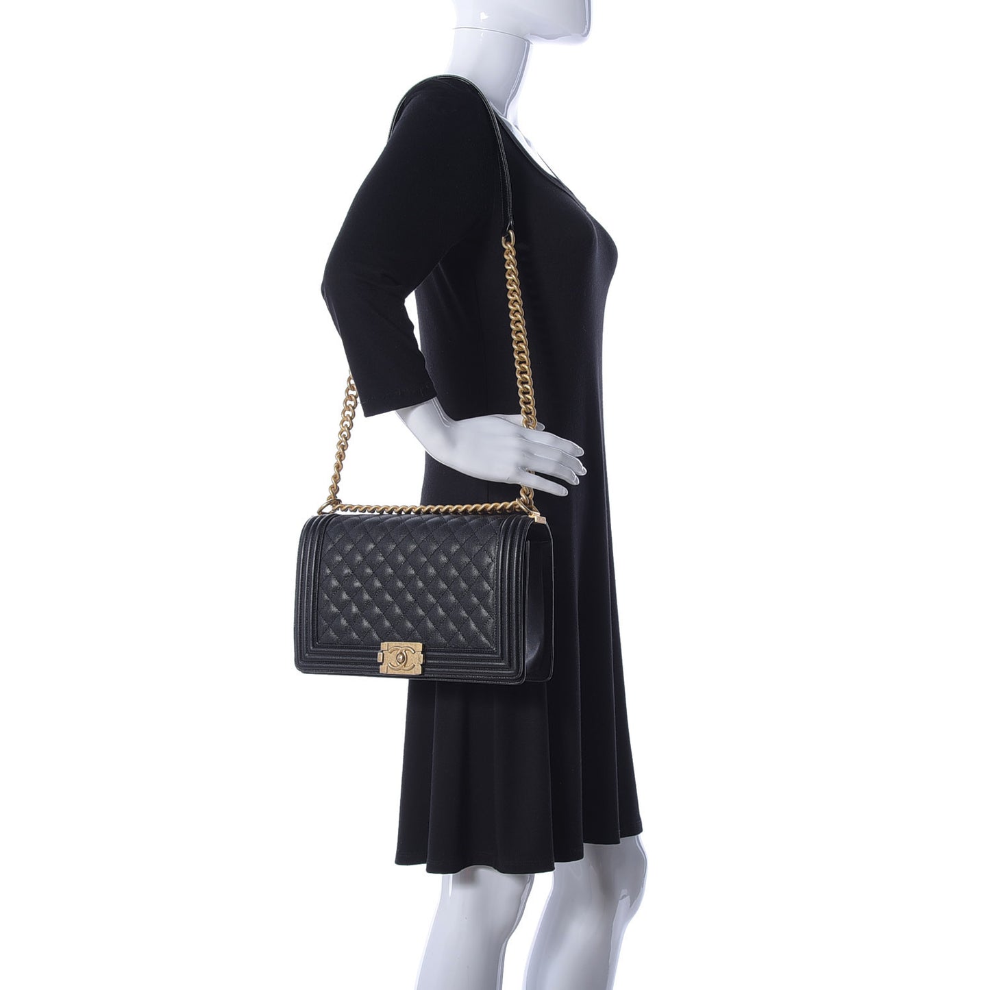 Caviar Quilted New Medium Boy Flap Black