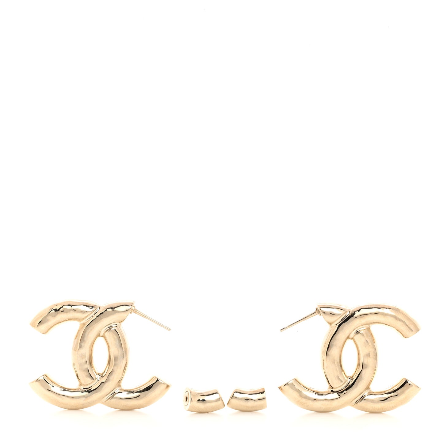 Metal Large CC Earrings Light Gold