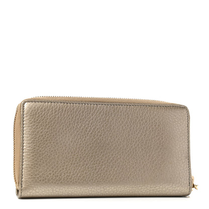 Gucci Metallic Pebbled Calfskin Soho Zip Around Wallet Golden Beige 3 of 7