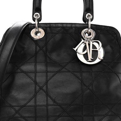 Christian Dior Lambskin Cannage Medium Granville Tote Black 8 of 11