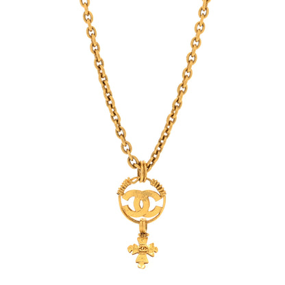 Chanel Long CC Cross Pendant Necklace Gold 1 of 4