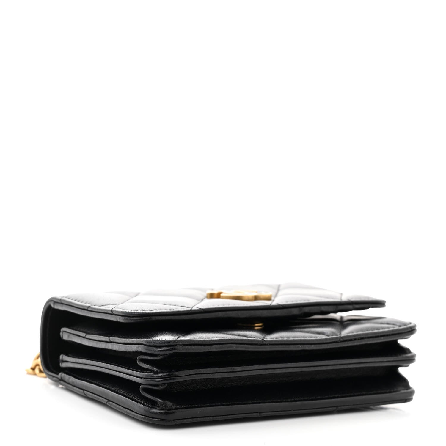 Chanel Lambskin Enamel Quilted Pending CC Clutch With Chain Black 4 of 11
