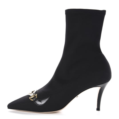 Gucci Fabric Zumi Stretch Mid Heel Ankle Boots 37.5 Black 1 of 9