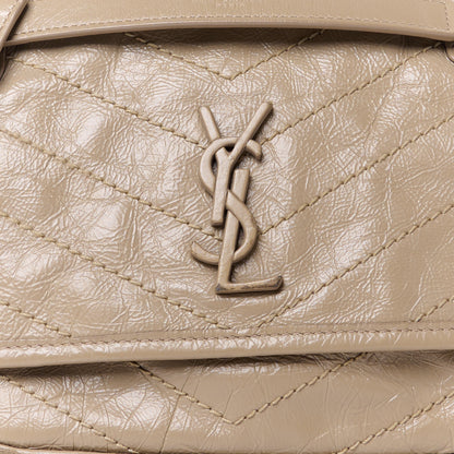Saint Laurent Crinkled Calfskin Matelasse Monogram Baby Niki Chain Satchel Light Taupe 9 of 11