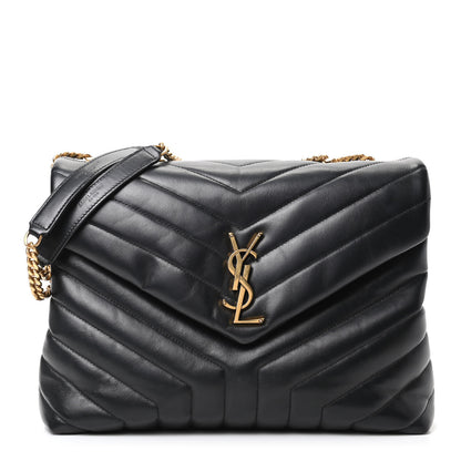 Saint Laurent Calfskin Y Quilted Monogram Medium Loulou Chain Satchel Black 1 of 8