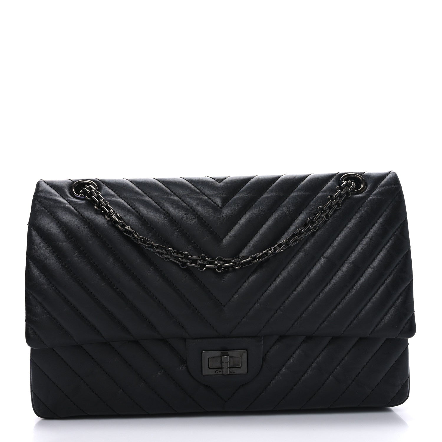 Chanel Aged Calfskin Chevron Quilted 2.55 Reissue 226 So Black 1 of 10
