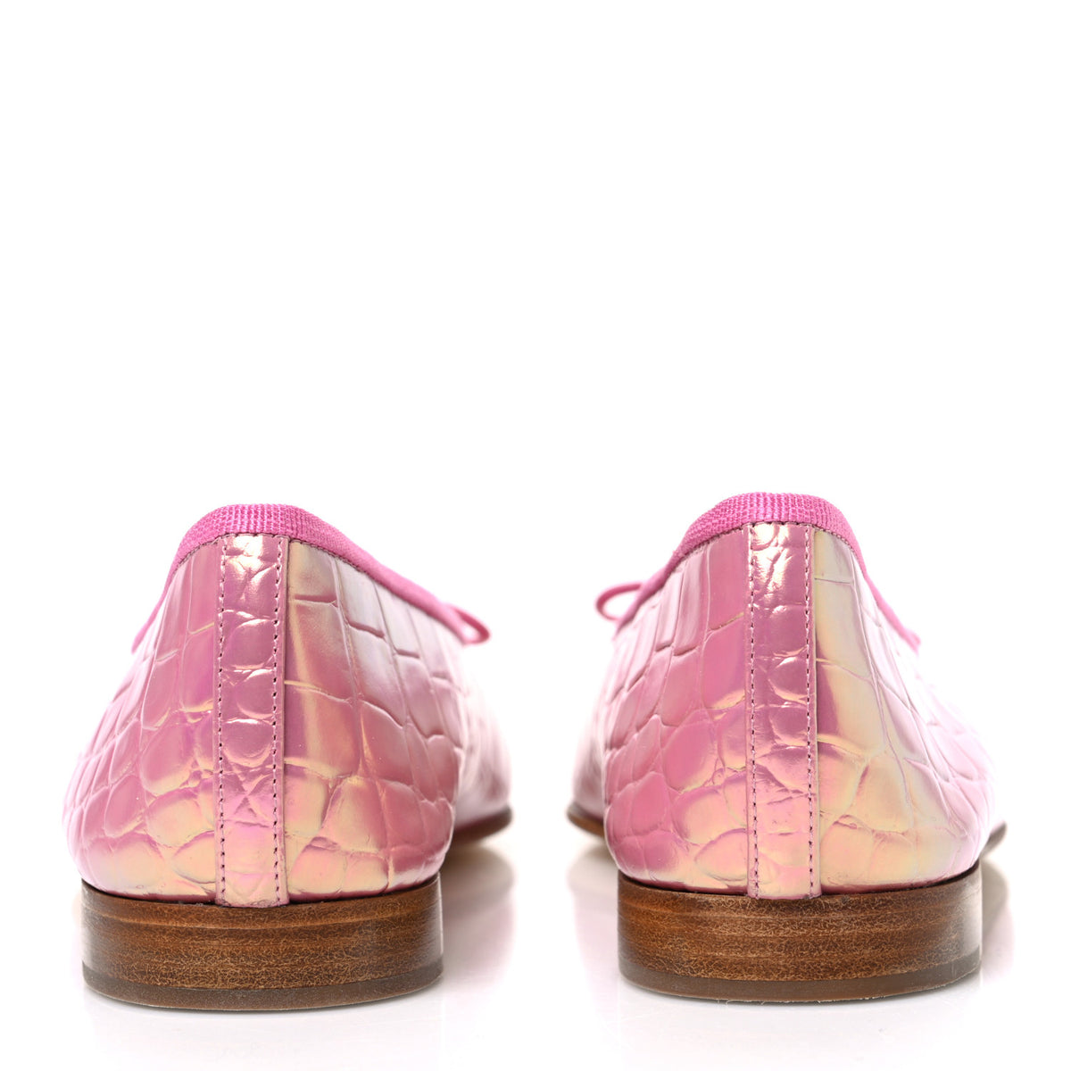 Chanel Iridescent Calfskin Crocodile Embossed Ballerina Flats 36.5 Pink 6 of 11