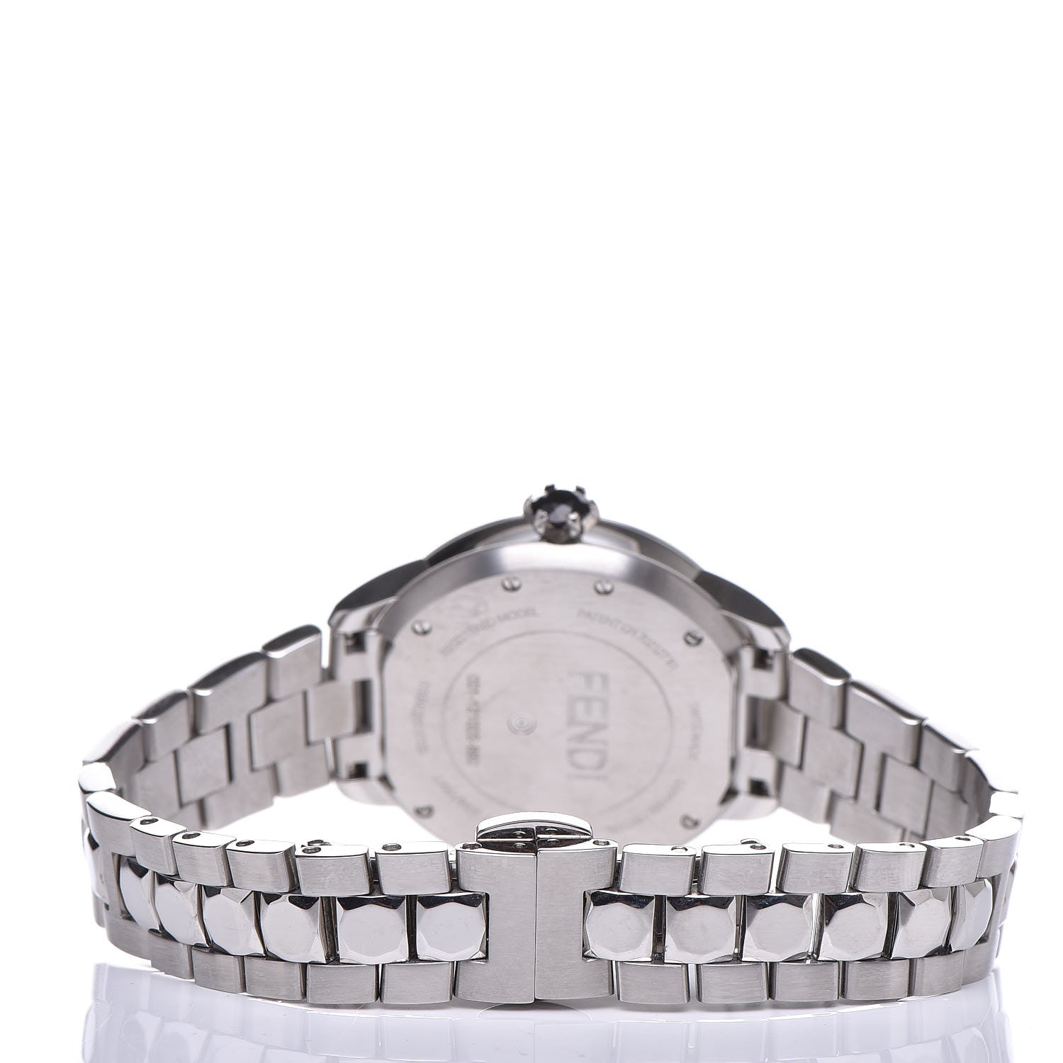 Fendi Stainless Steel Mother of Pearl Topaz Spinel 33mm Ishine Rotating Gem Quartz Watch Black 6 of 9