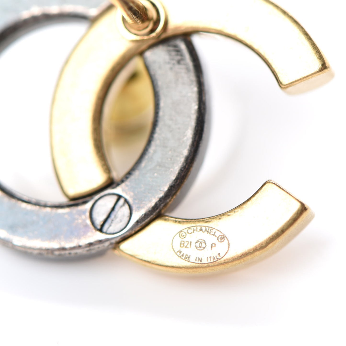 Metal CC Earrings Gold Ruthenium