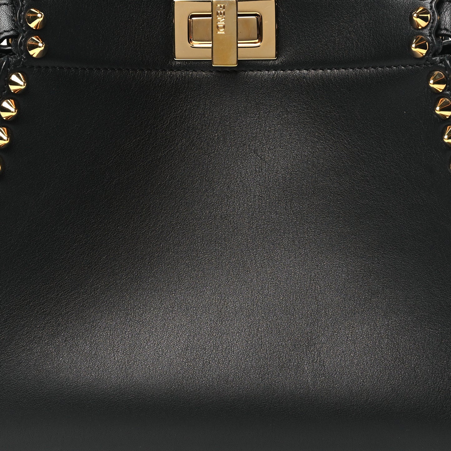 Vitello Seta Shiny Nappa Scalloped Studded Mini Peekaboo Iconic Satchel Black
