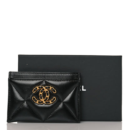 Chanel Lambskin Quilted Chanel 19 Card Holder Black 12 of 12