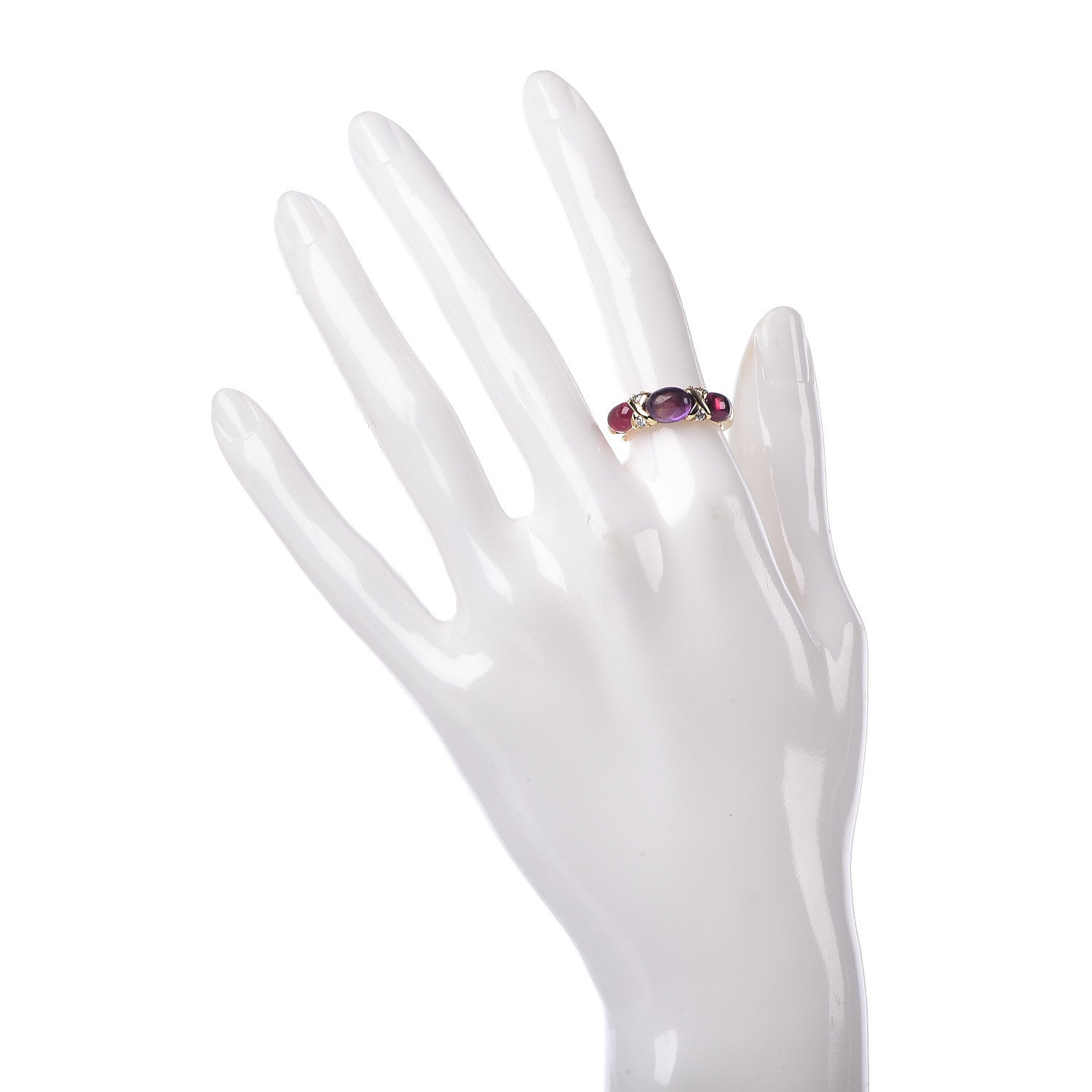 Tiffany 18K Yellow Gold Diamond Amethyst Pink Tourmaline Paloma Picasso X Ring 53 6.25 2 of 6