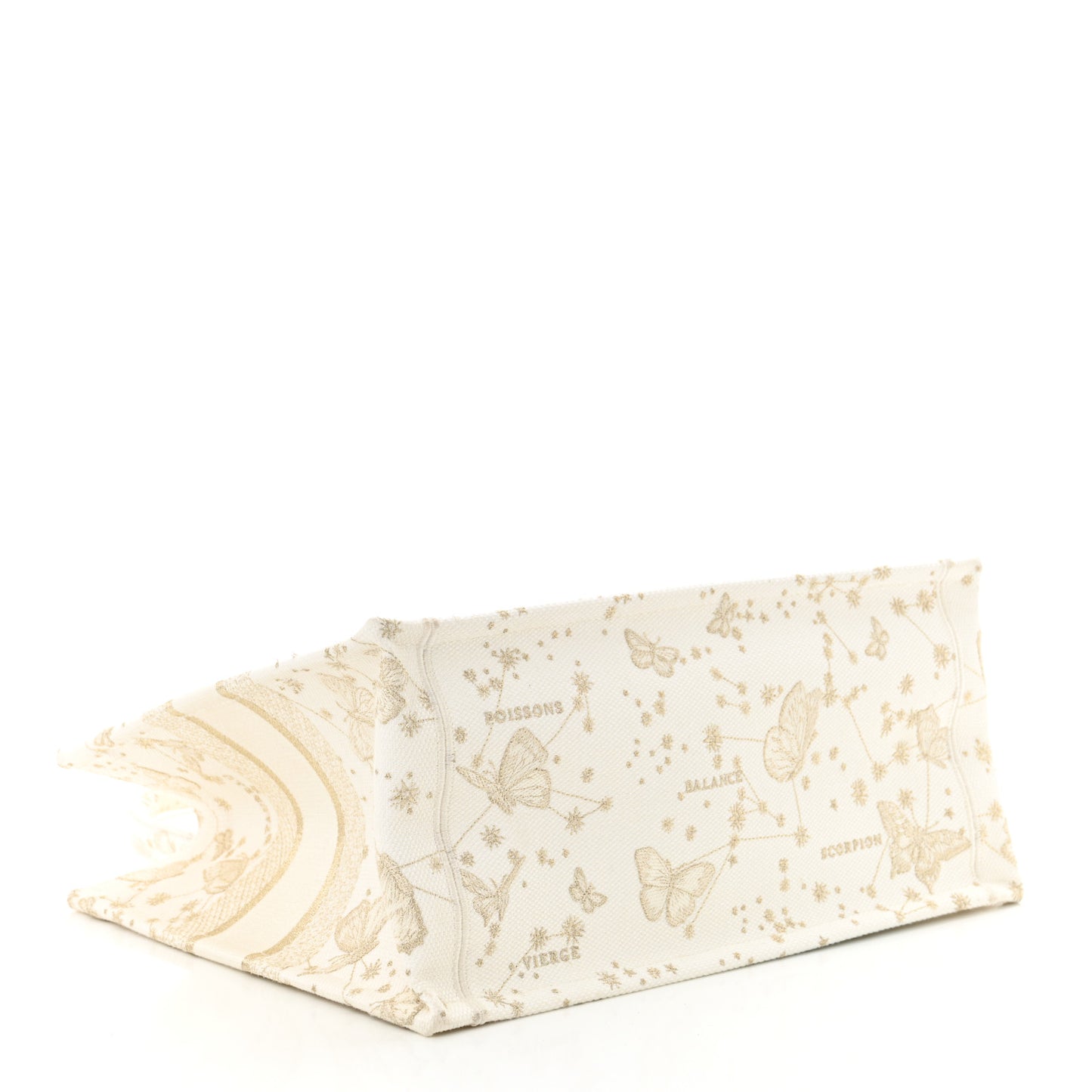 Canvas Embroidered Medium Butterfly Zodiac Book Tote Gold