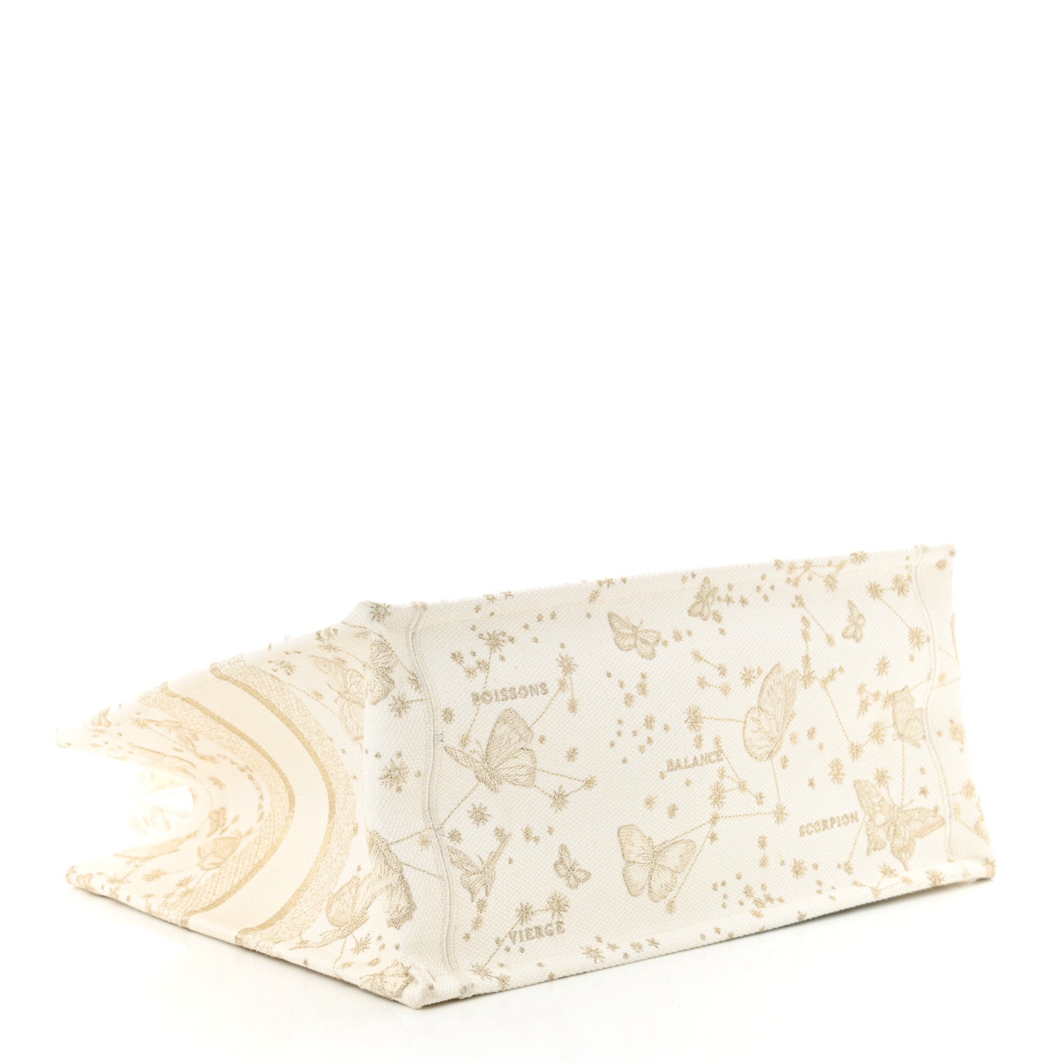 Christian Dior Canvas Embroidered Medium Butterfly Zodiac Book Tote Gold 4 of 11