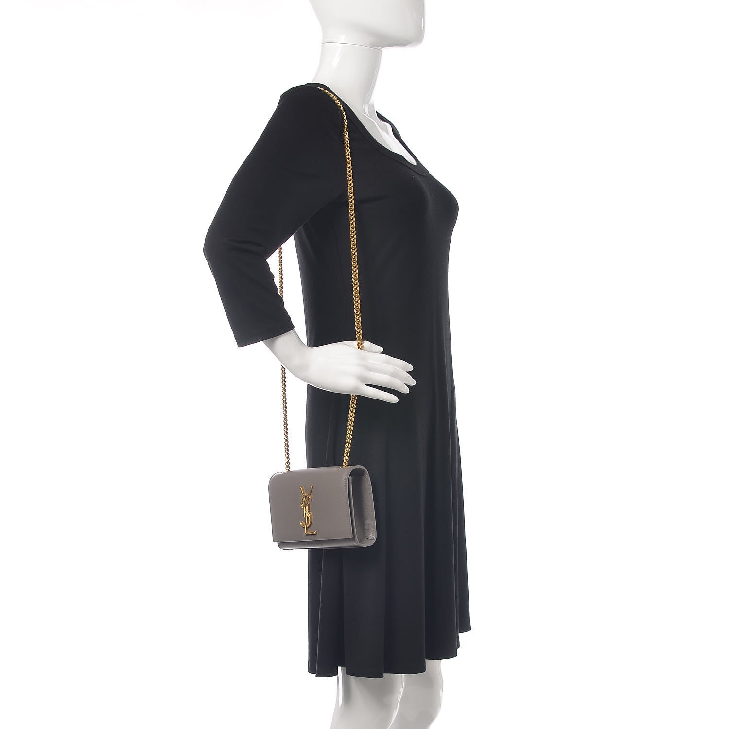 Saint Laurent Grain De Poudre Small Monogram Kate Satchel Fog 2 of 13