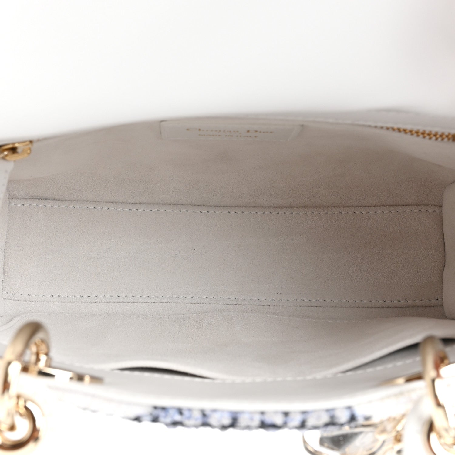 Christian Dior Calfskin Toile De Jouy Beaded Sequin Embroidered Small Mexico Lady Dior White Pastel Midnight Blue 5 of 9