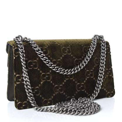 Gucci Velvet Moon Calfskin Crystal GG Monogram Small Dionysus Shoulder Bag Dark Olive Rose Gold 3 of 10