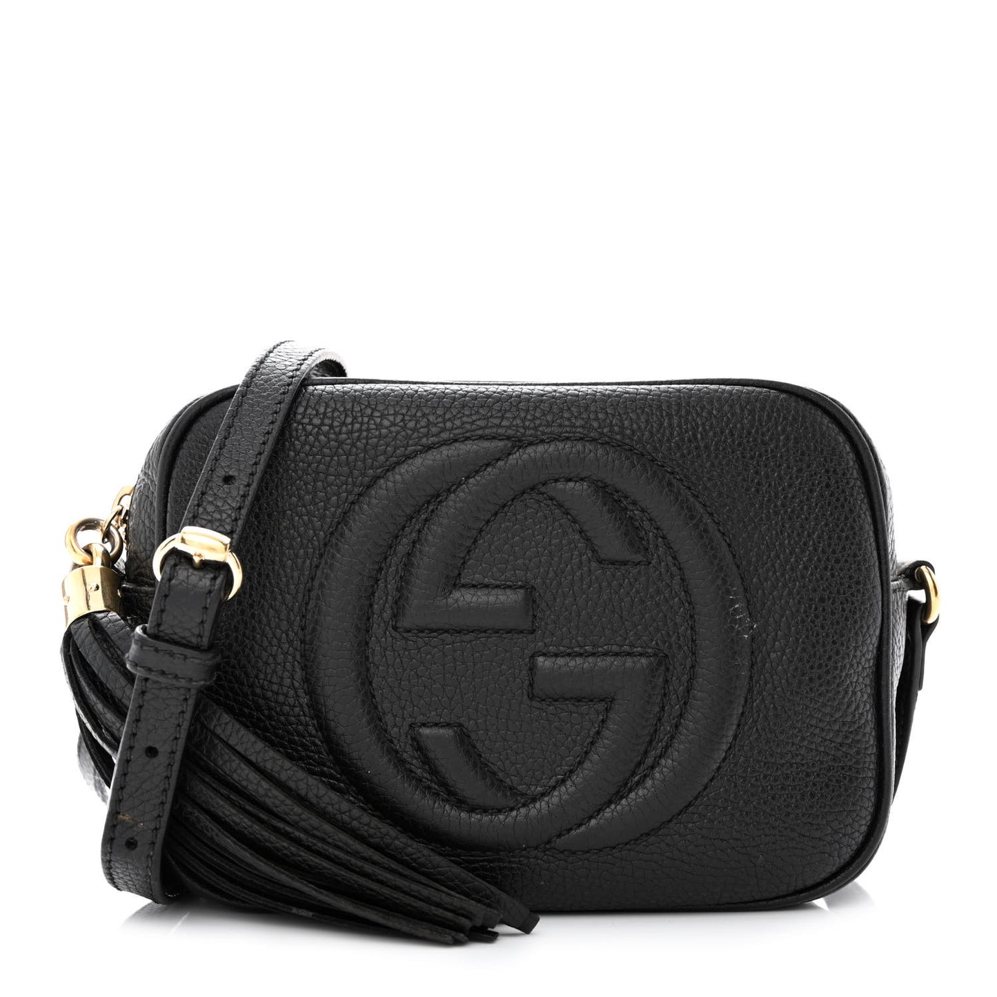 Pebbled Calfskin Small Soho Disco Bag Black