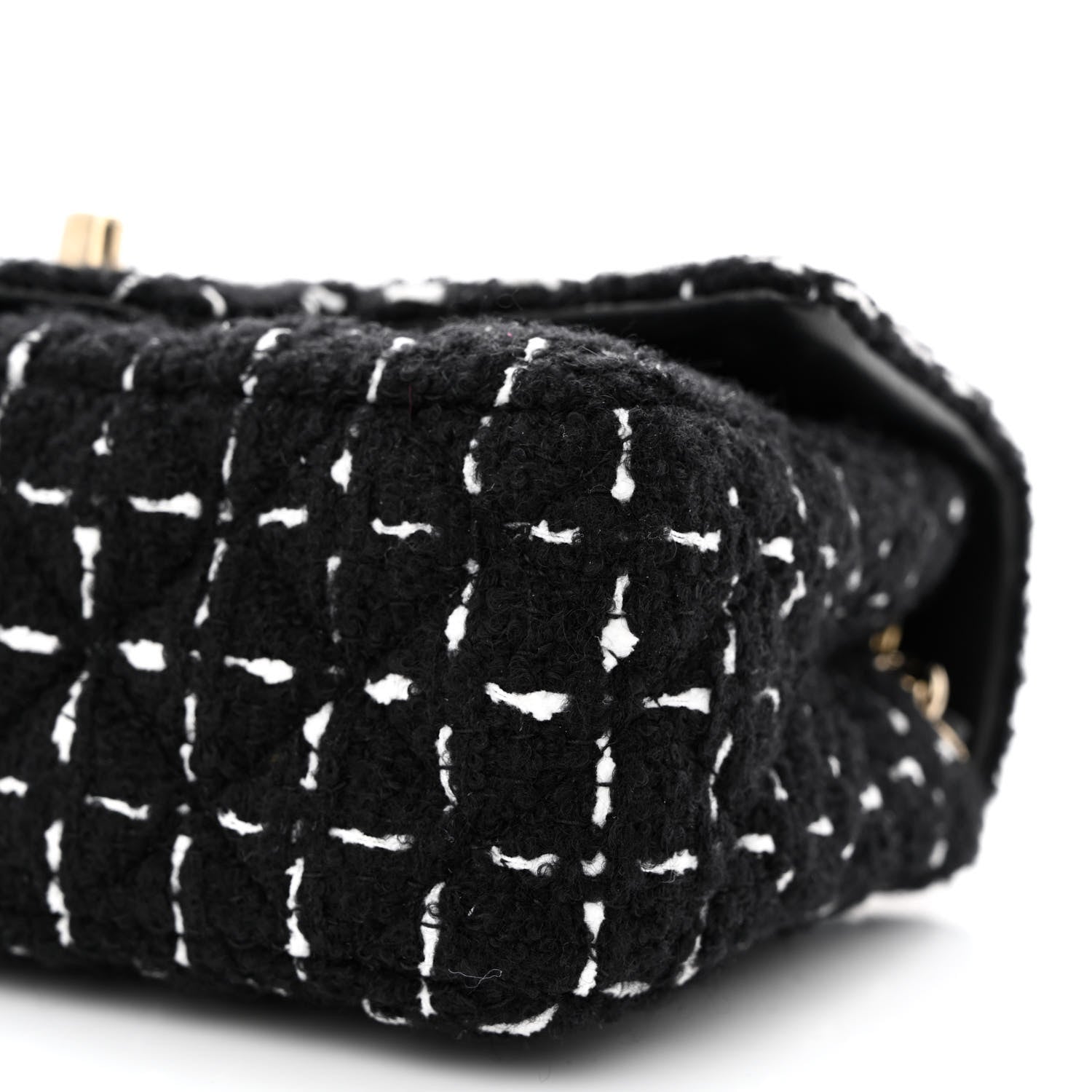 Chanel Tweed Quilted Mini Rectangular Flap Black White 10 of 11