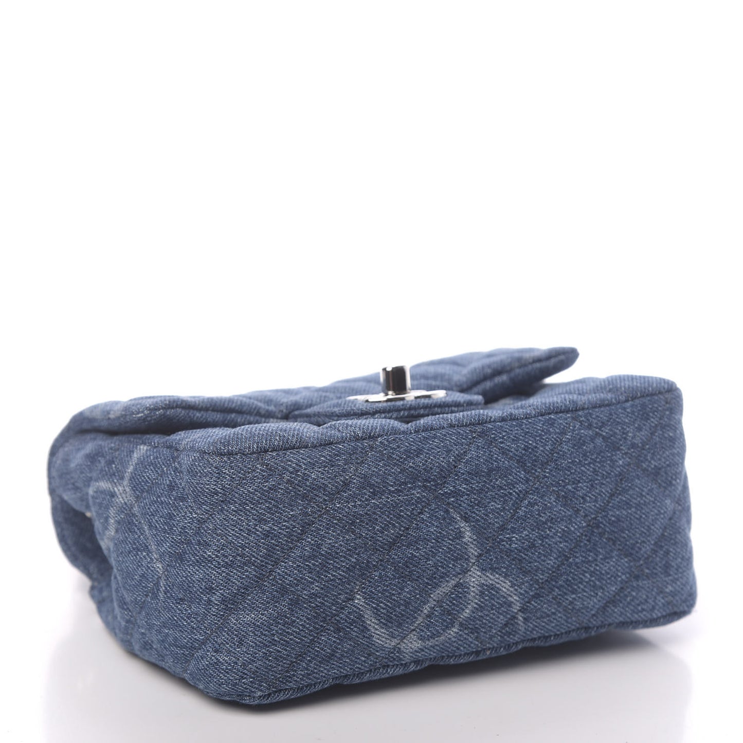 Denim CC Quilted Mini Square Flap Blue