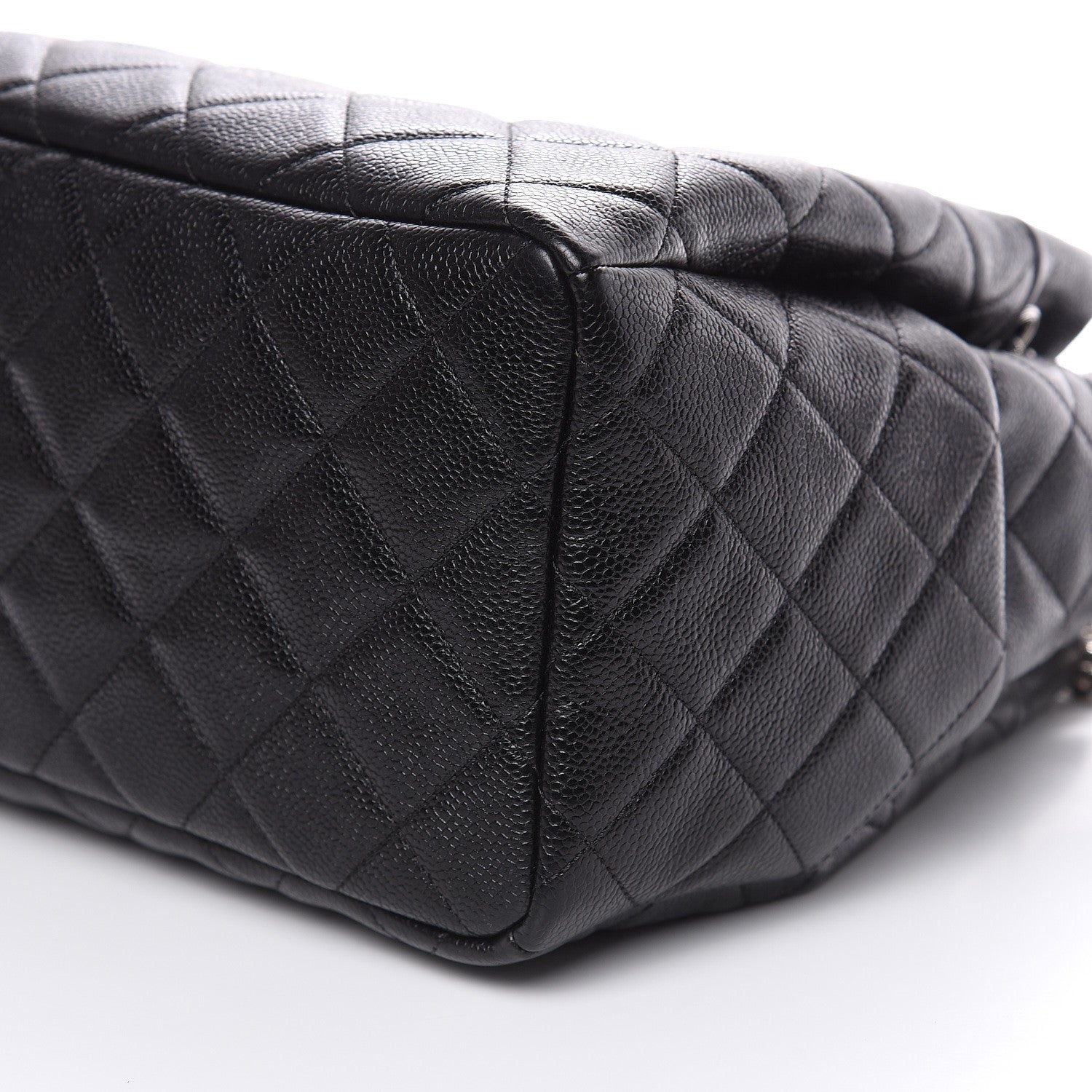 Chanel Grained Calfskin Quilted Medium CC Chain Bucket Drawstring Bag Black 9 of 10