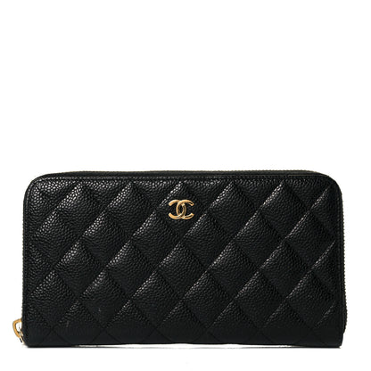 Chanel Caviar Quilted Large Gusset Zip Around Wallet Black 1 of 7