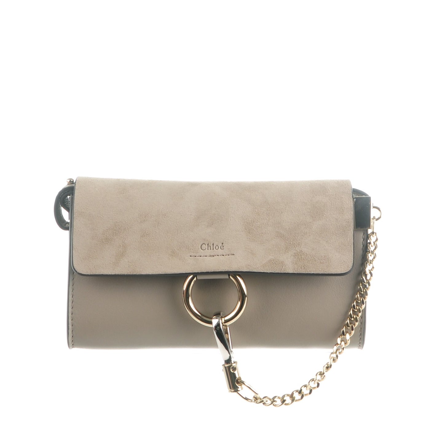 Suede Calfskin Mini Faye Shoulder Bag Motty Grey