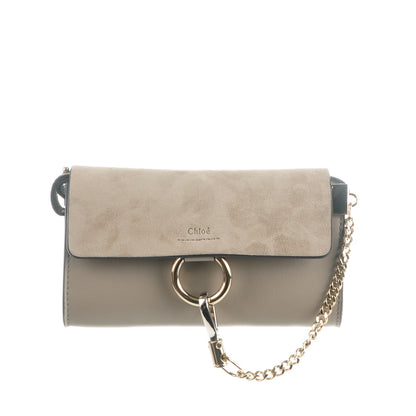 Chloe Suede Calfskin Mini Faye Shoulder Bag Motty Grey 1 of 8