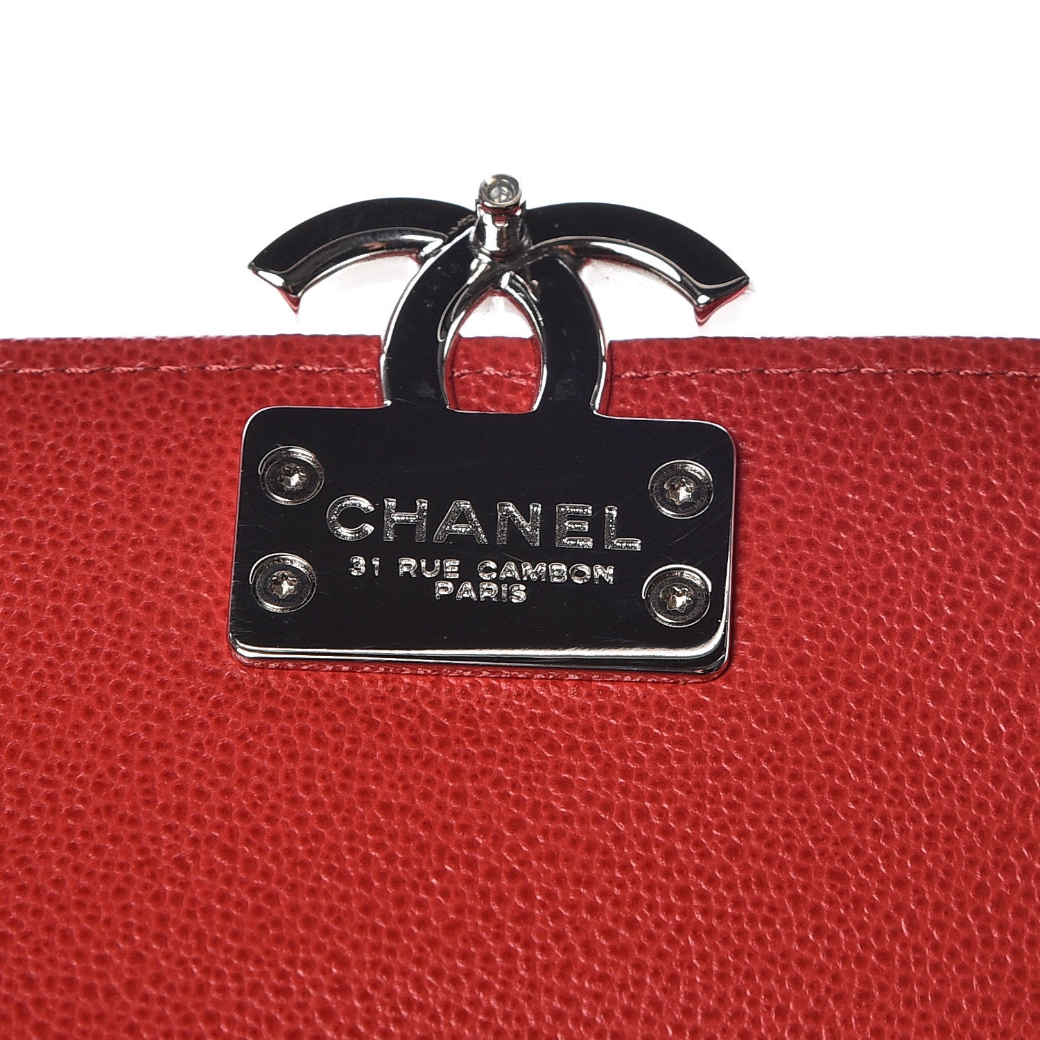 Chanel Grained Calfskin Quilted CC Box Flap Wallet Red 8 of 12