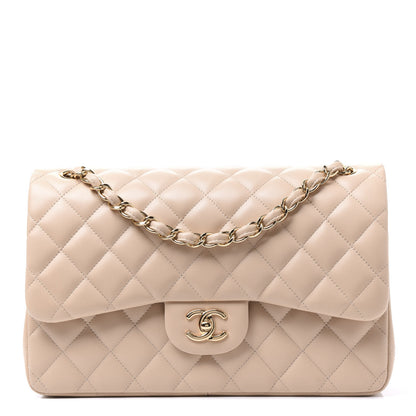 Chanel Lambskin Quilted Jumbo Double Flap Light Beige 1 of 11