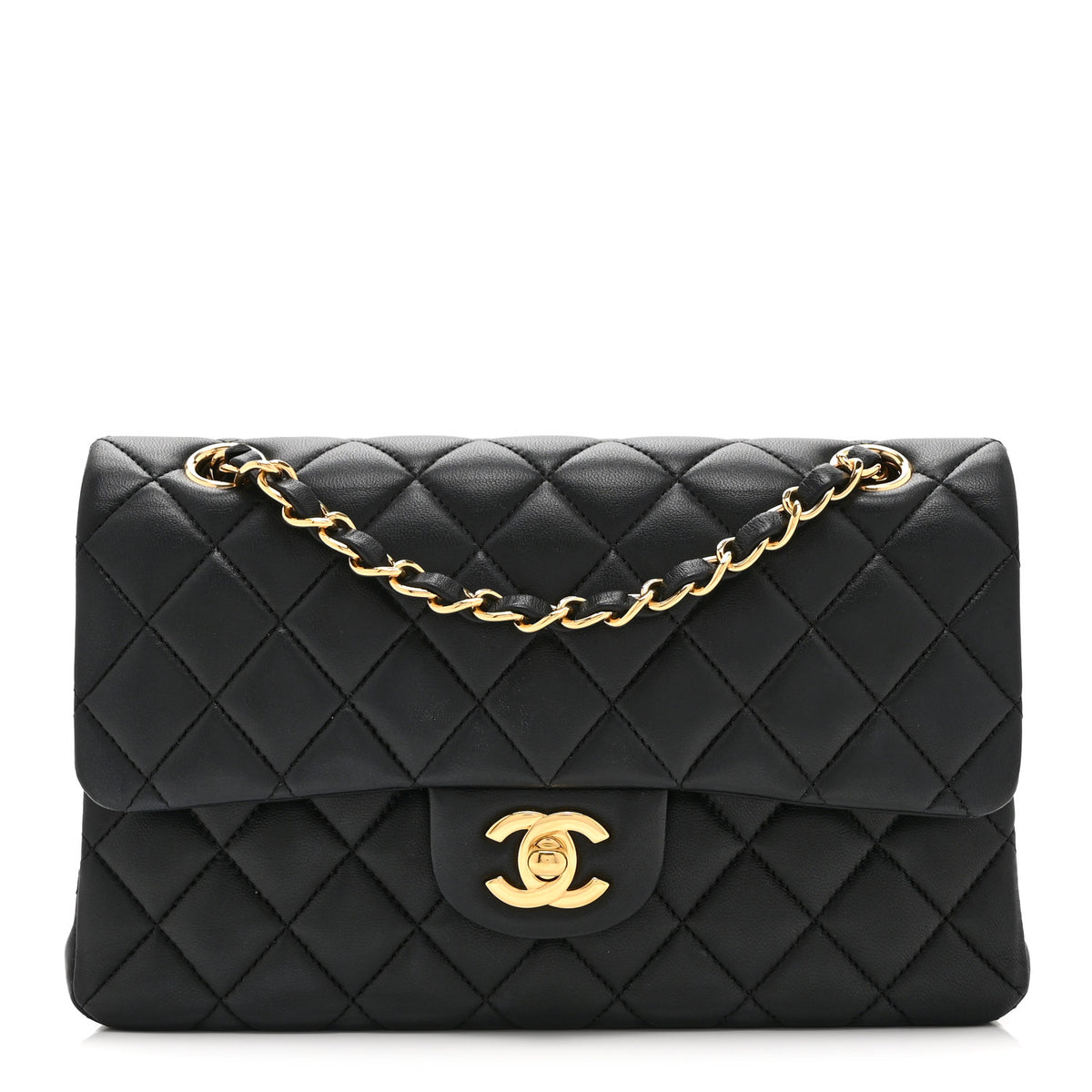 Lambskin Quilted Small Double Flap Black