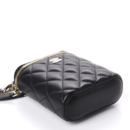 Chanel Lambskin Quilted Small Vertical Coco Beauty Vanity Case With Chain Black 3 of 10