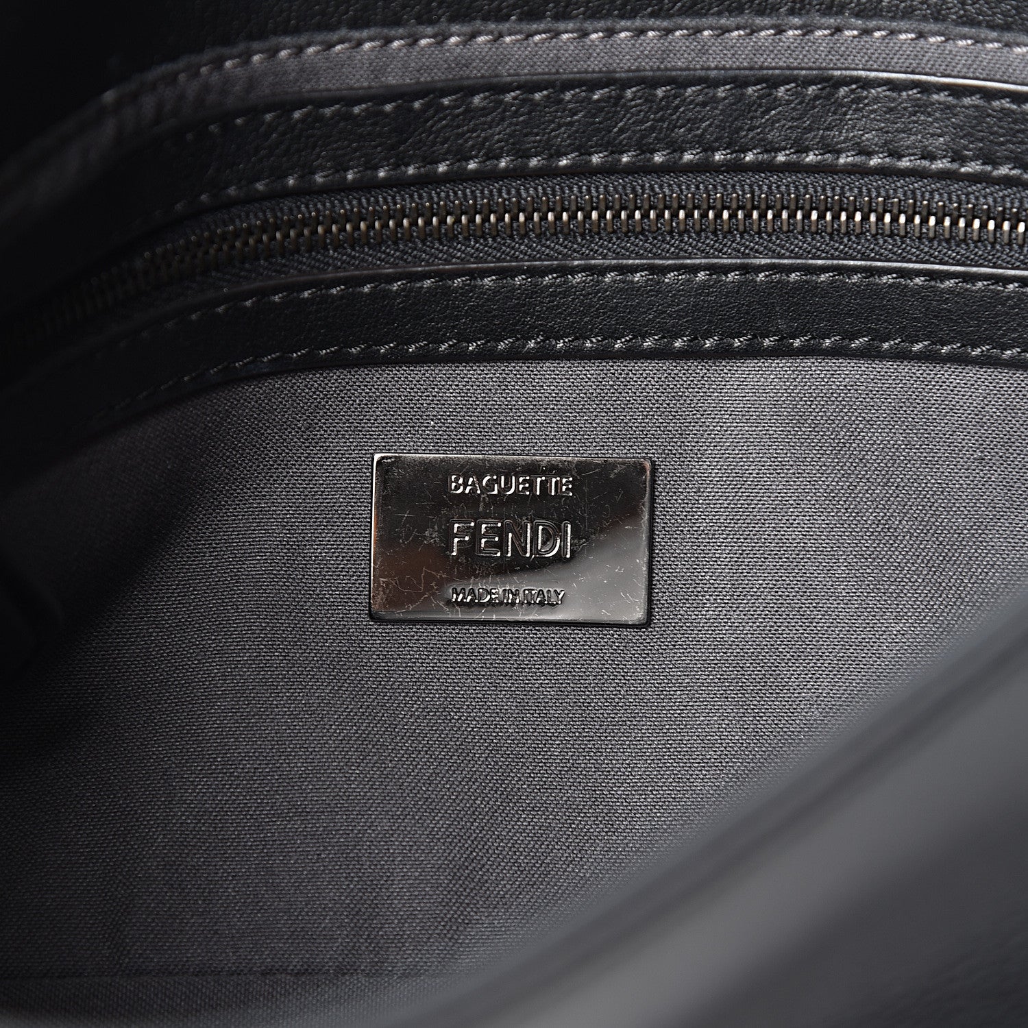 Fendi Vitello Dolce Lace Up Baguette Black 5 of 8