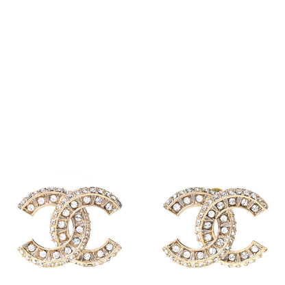 Chanel Crystal Timeless CC Earrings Light Gold 1 of 4