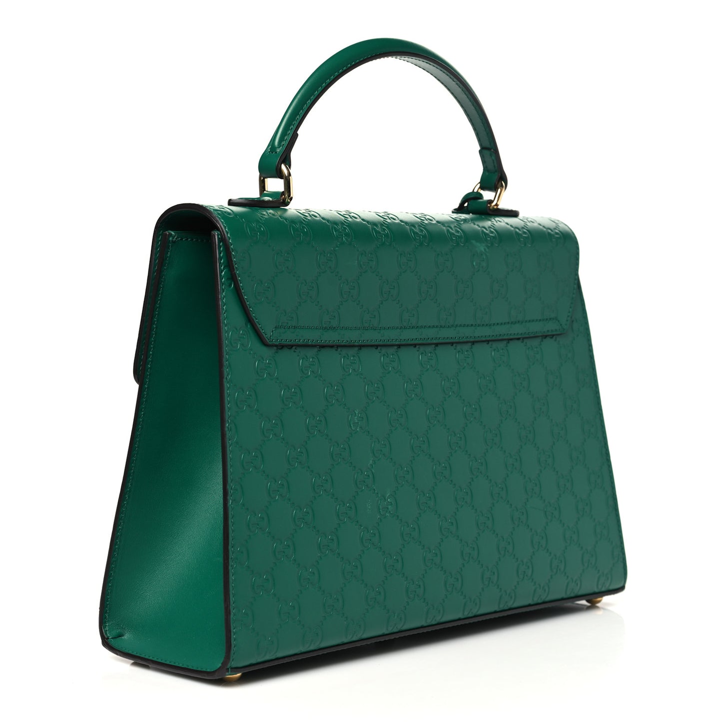 Guccissima Signature Medium Padlock Top Handle Bag Emerald
