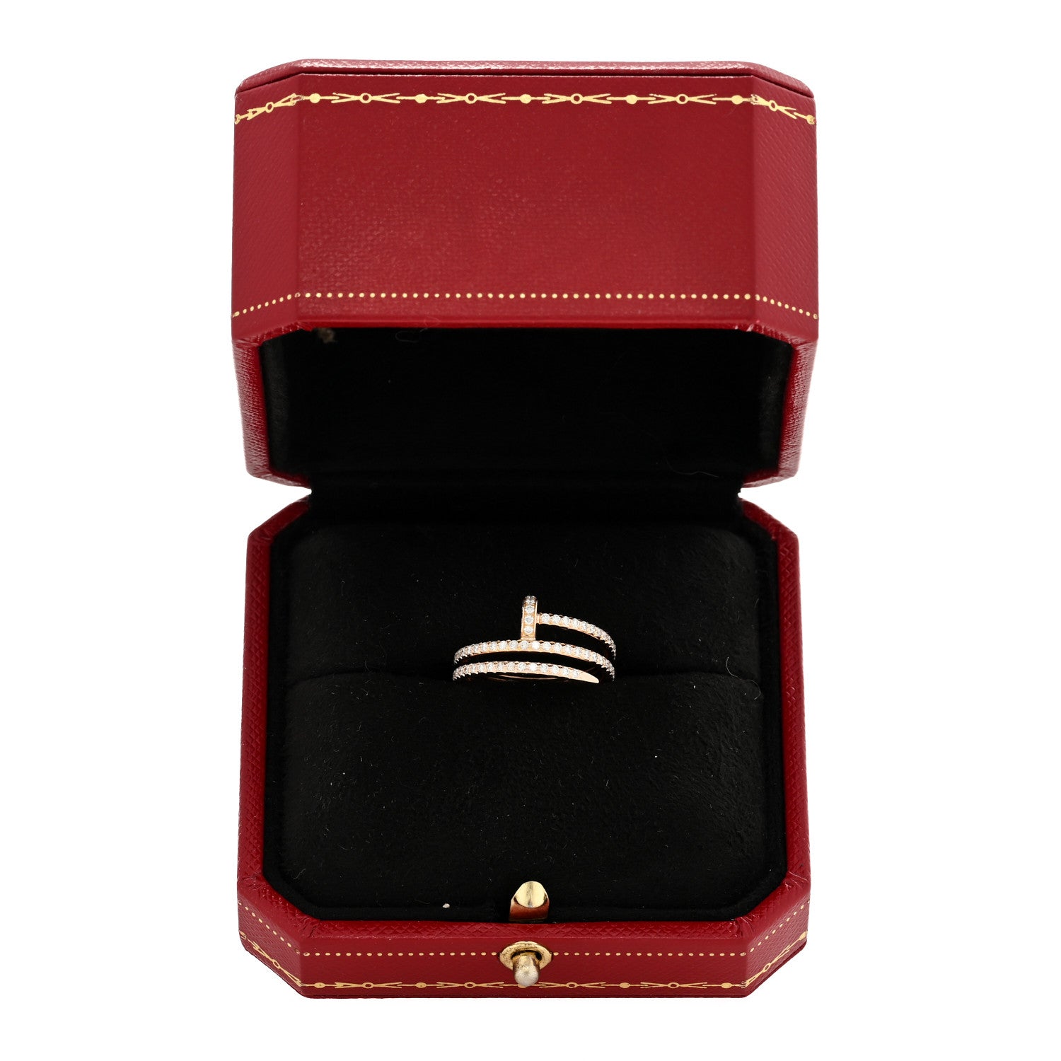 Cartier 18K Pink Gold Diamond Double Juste Un Clou Paved Ring 54 7 5 of 5