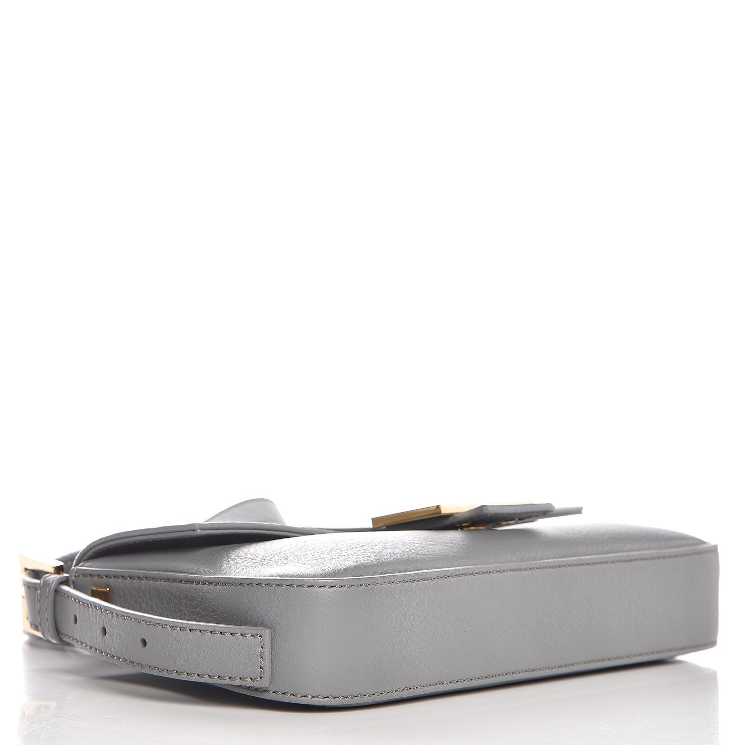 Fendi Vitello Enamel Interchangeable Strap Baguette Grigio 5 of 10