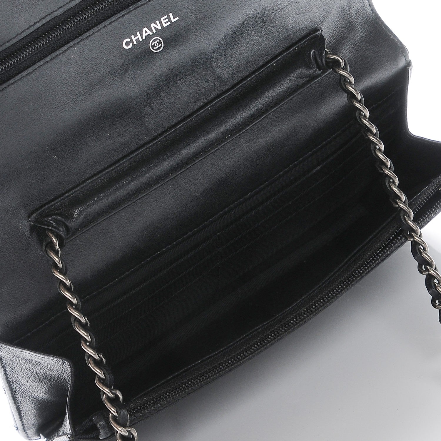Chanel Distressed Patent Calfskin Quilted Reissue Wallet On Chain WOC Black 5 of 9