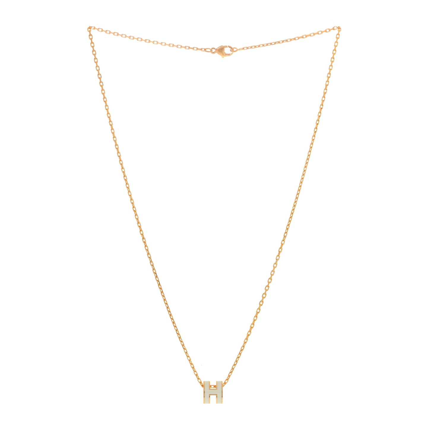 Lacquered Gold Mini Pop H Pendant Necklace White