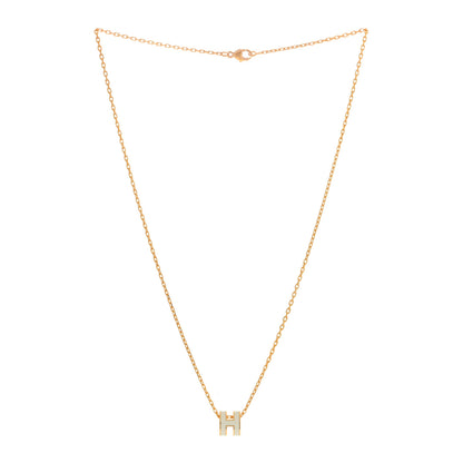 Hermes Lacquered Gold Mini Pop H Pendant Necklace White 2 of 3