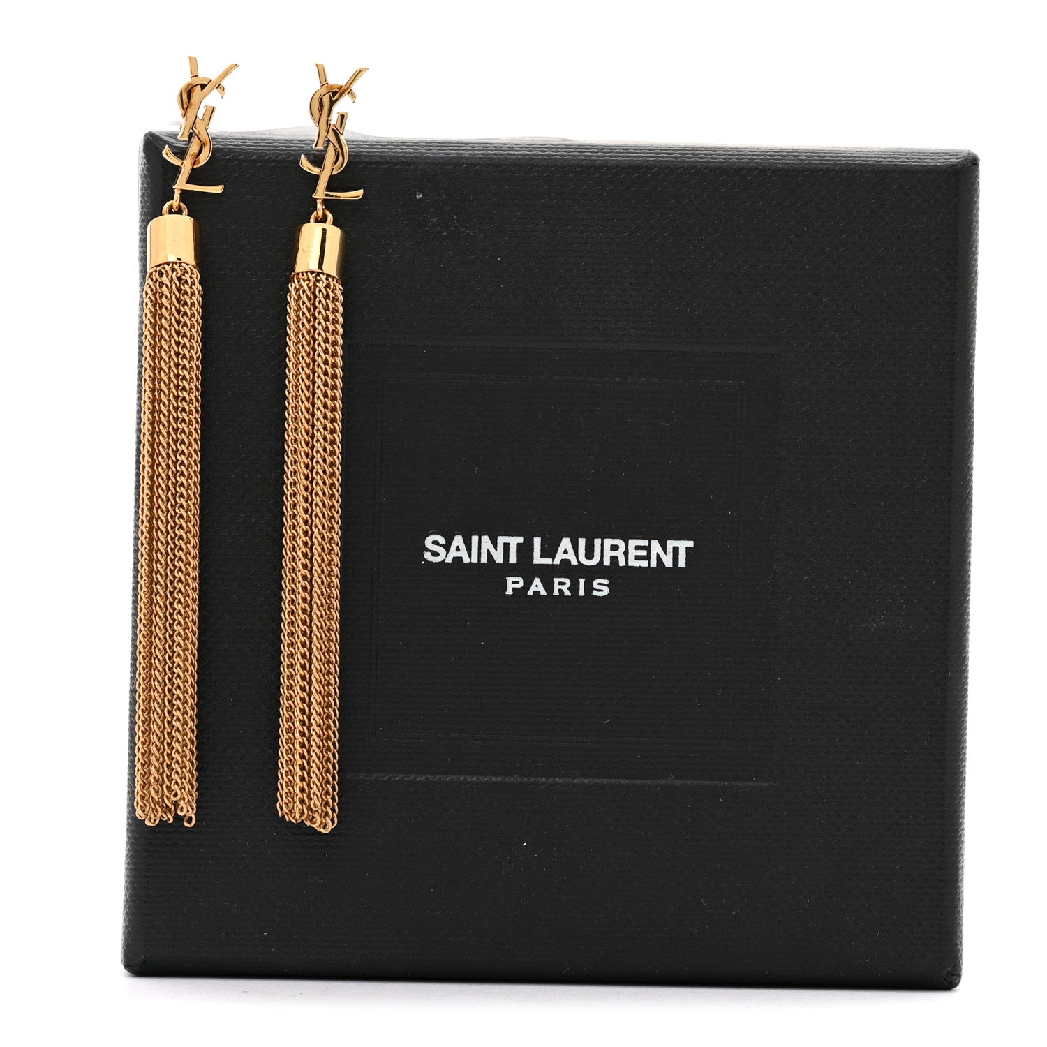 Saint Laurent Metal Monogram Loulou Tassel Earrings Gold 5 of 5