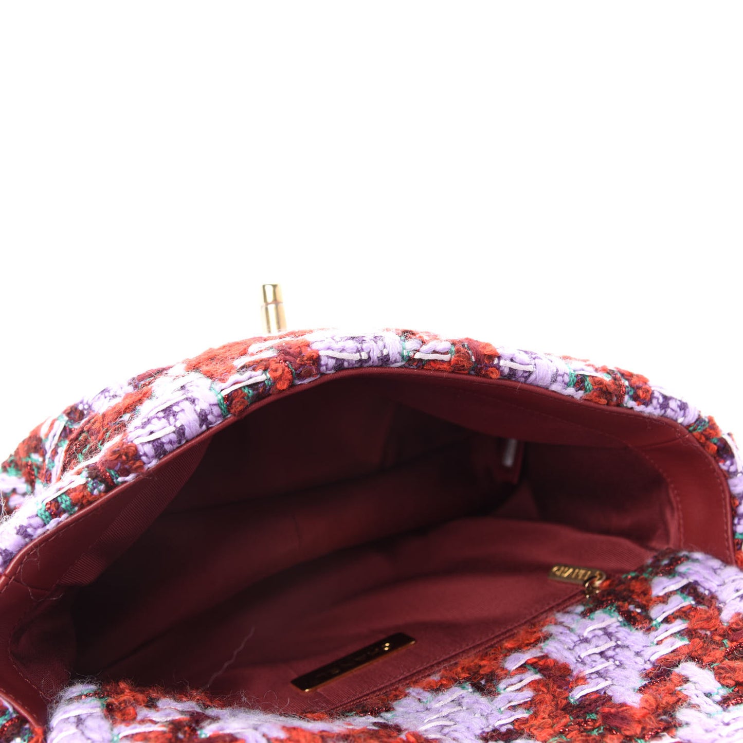 Tweed Quilted Medium Chanel 19 Flap Red Purple Green