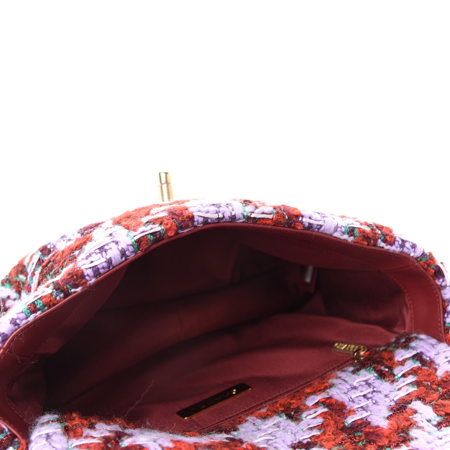 Chanel Tweed Quilted Medium Chanel 19 Flap Red Purple Green 5 of 11