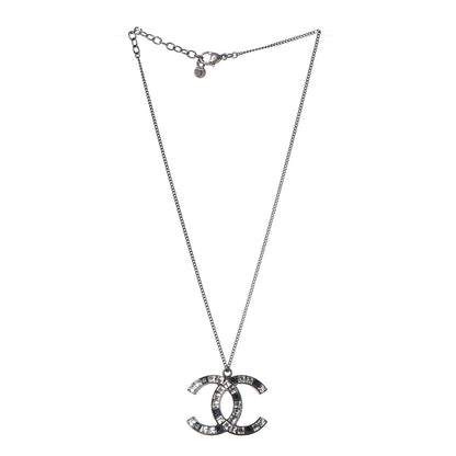 Chanel Ruthenium Baguette Crystal CC Necklace Blue White 3 of 6