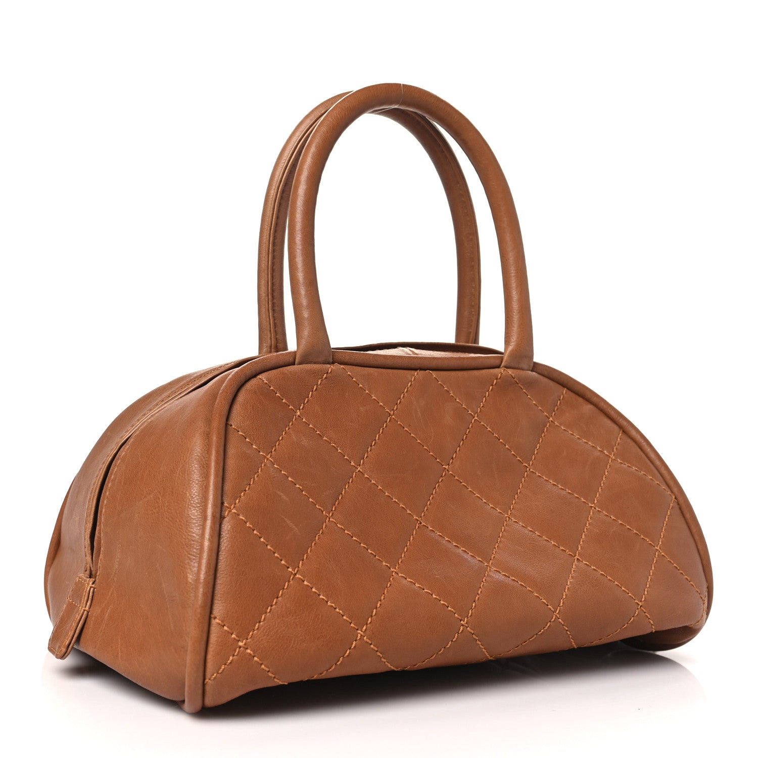 Chanel Calfskin Quilted Small Bowler Brown 3 of 11